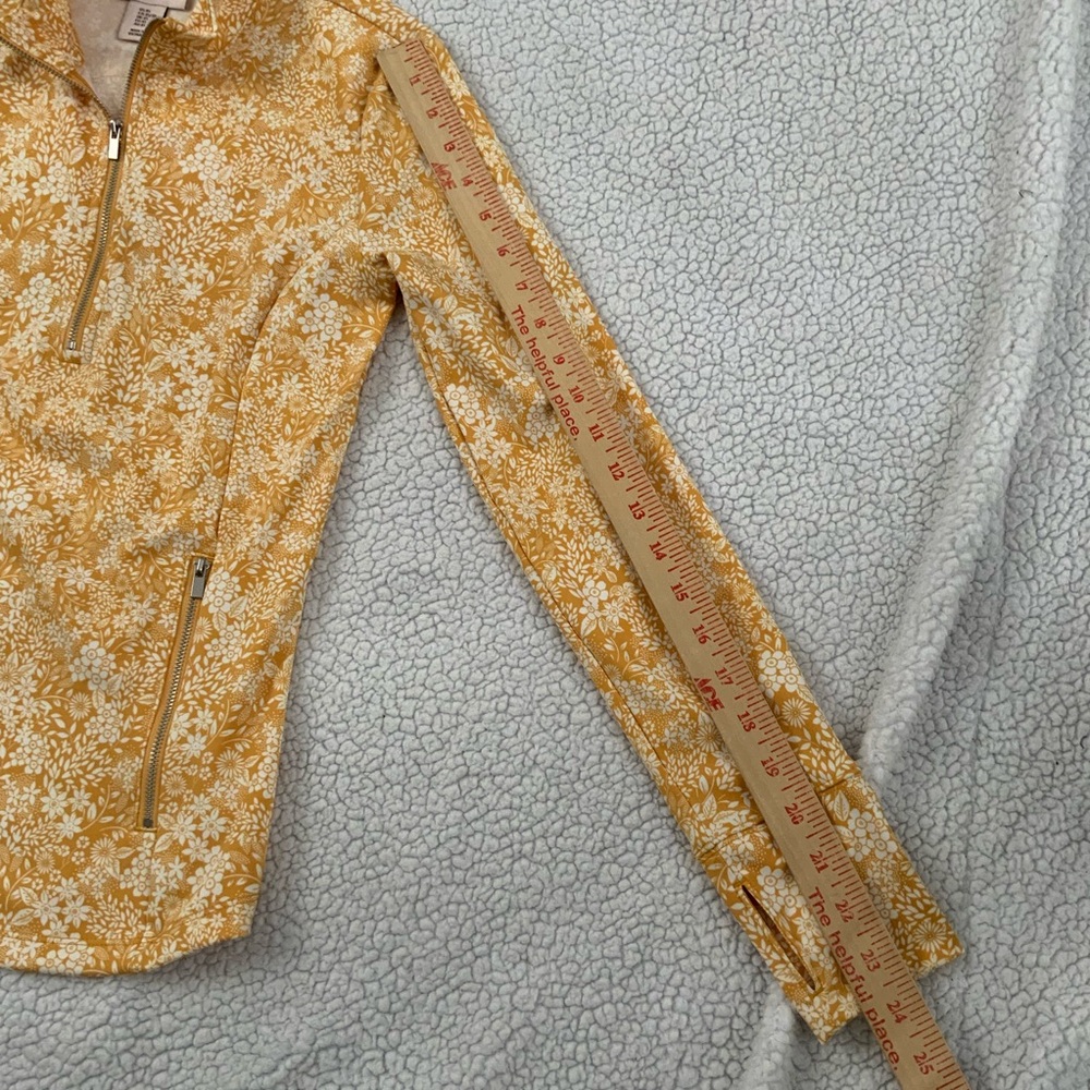 Laura Ashley Women’s XS UPF 50 Yellow Floral Slim 1/2 Zip Pullover Jacket Top - Picture 10 of 13